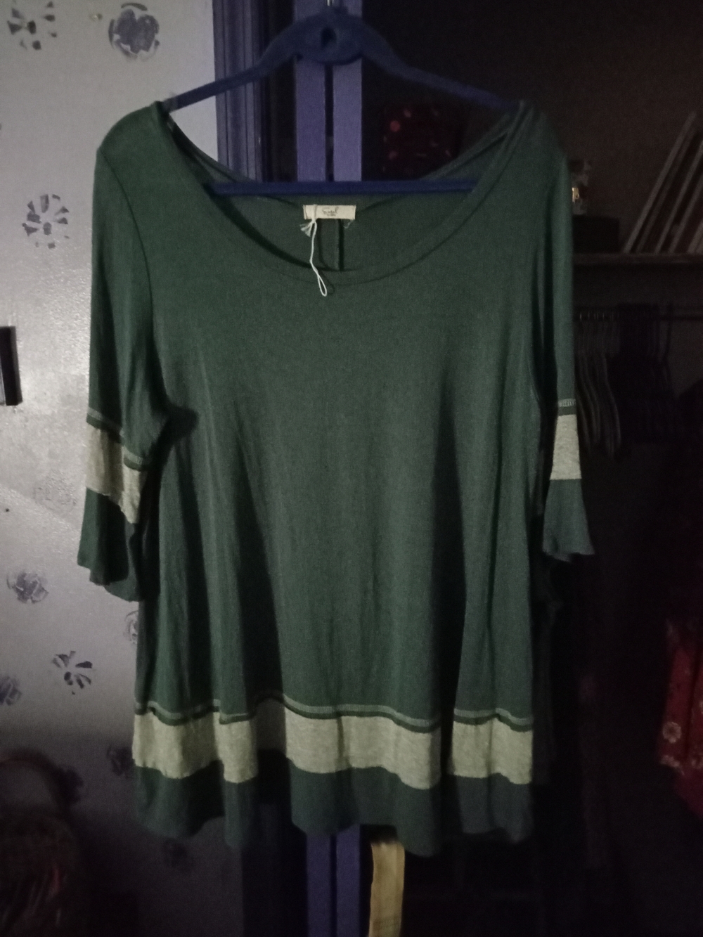 Easel Green And Gray Top